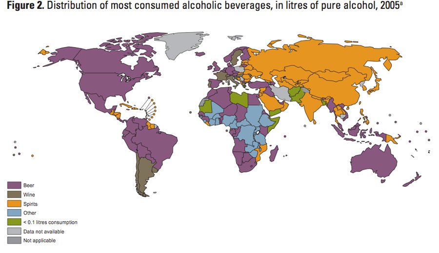 Peta Dunia “Jenis Minuman Beralkohol yang Paling Banyak Dikonsumsi”