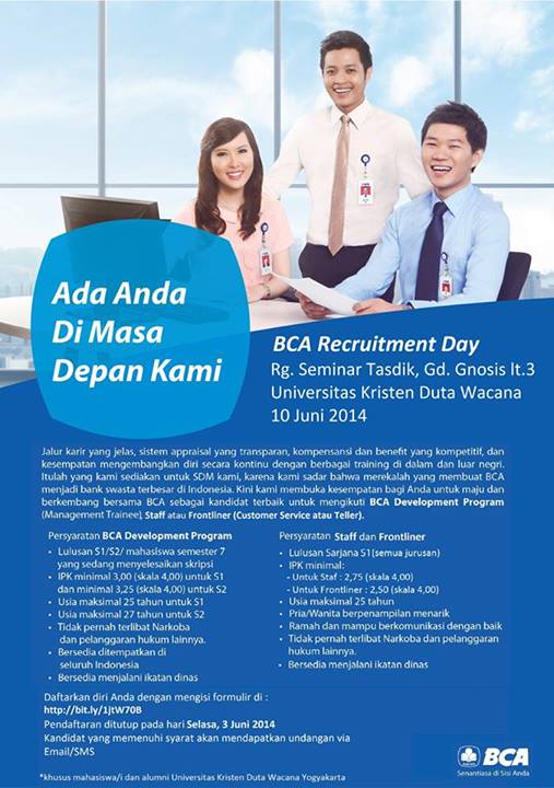 Lowongan Bank Central Asia BCA Recruitment Day Juni 2014