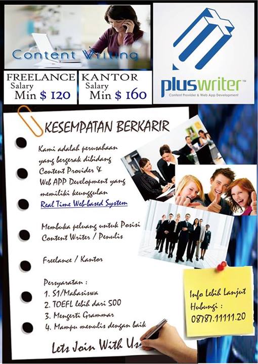 Lowongan Kerja Plus Writer Company Mei 2014