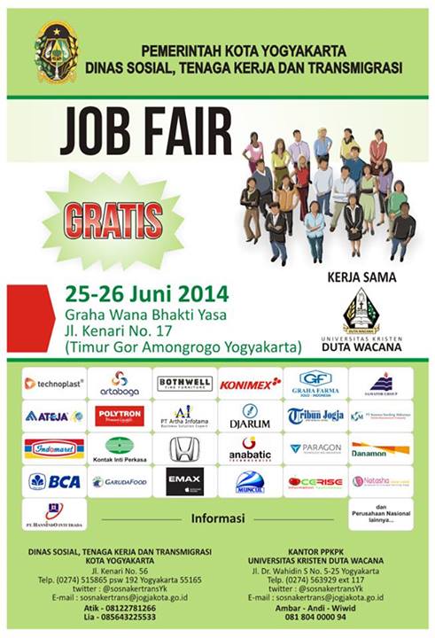 JOB FAIR Universitas Kristen Duta Wacana (UKDW) dan DINSOSNAKERTRANS Juni 2014