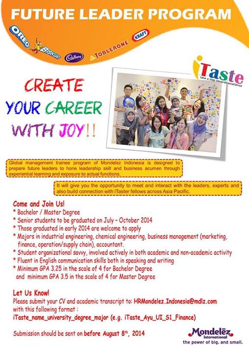 Lowongan Future Leader Program PT. Mondelez Indonesia Agustus 2014