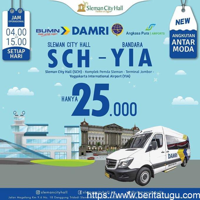 Bandara Baru Yogyakarta International Airport ( YIA ) Segera Beroperasi Penuh, Ini Rute & Tarif Damri Bandara dari Sleman City Hall ke Bandara YIA