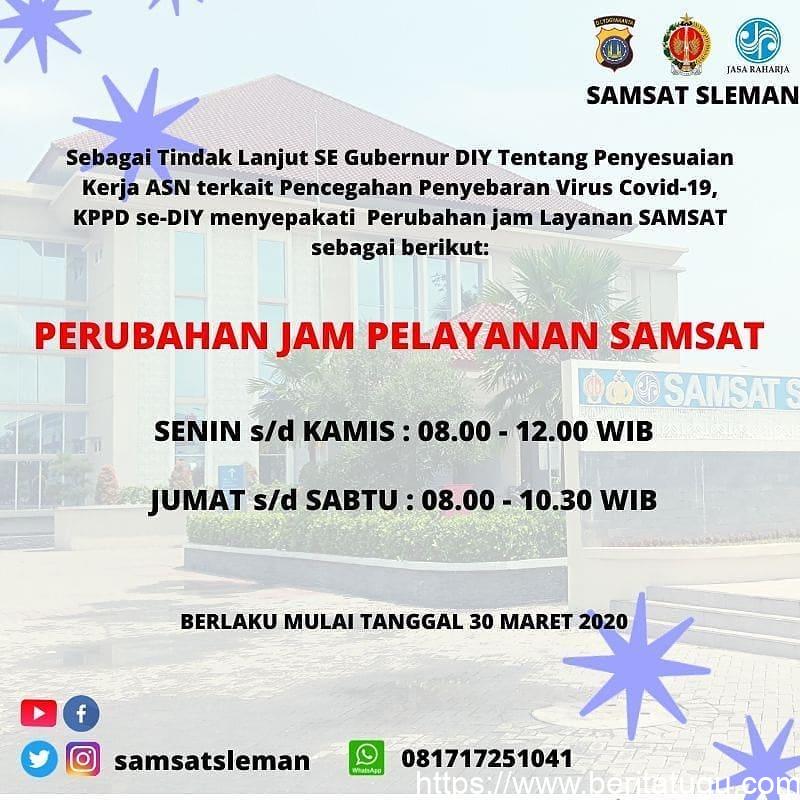 Info Perubahan Jam Pelayanan Samsat Sleman
